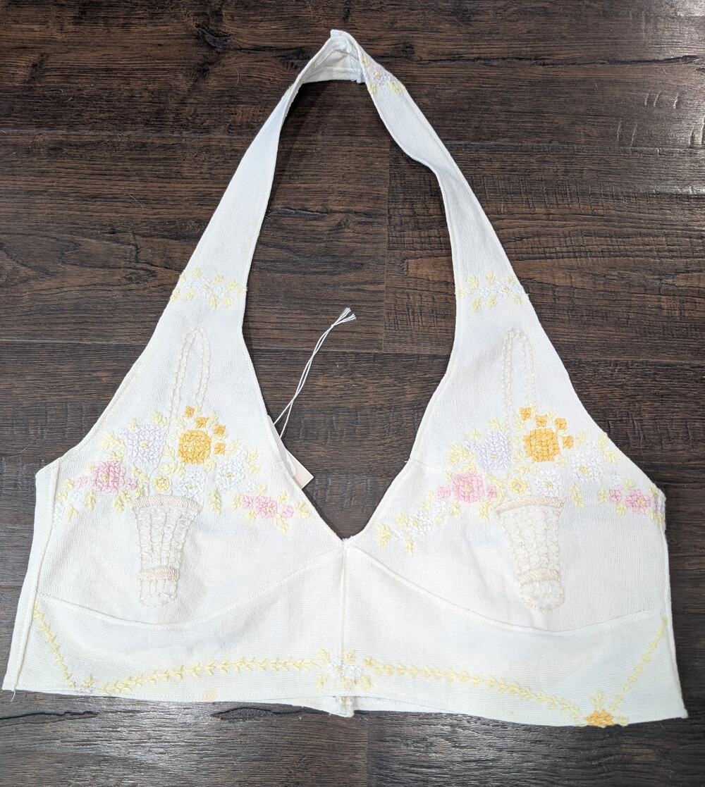 Upcycled Vintage Embroidered Halter Top